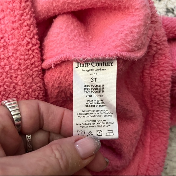 Juicy Couture Hoodie Pullover Embroidered Logo Sherpa Pink Girls 3T - Picture 6 of 7